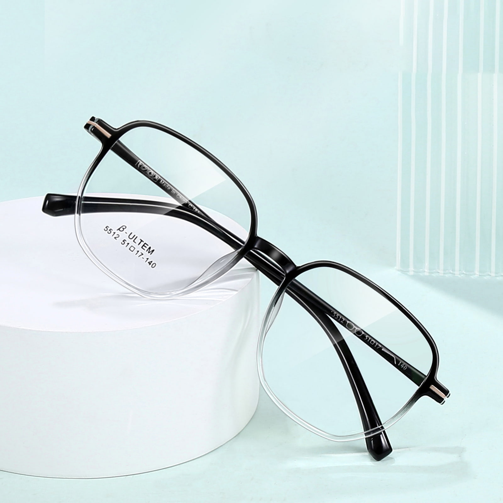 5512 Black Gradient White Square Frame Tungsten Titanium Plastic Steel TR90 Briller