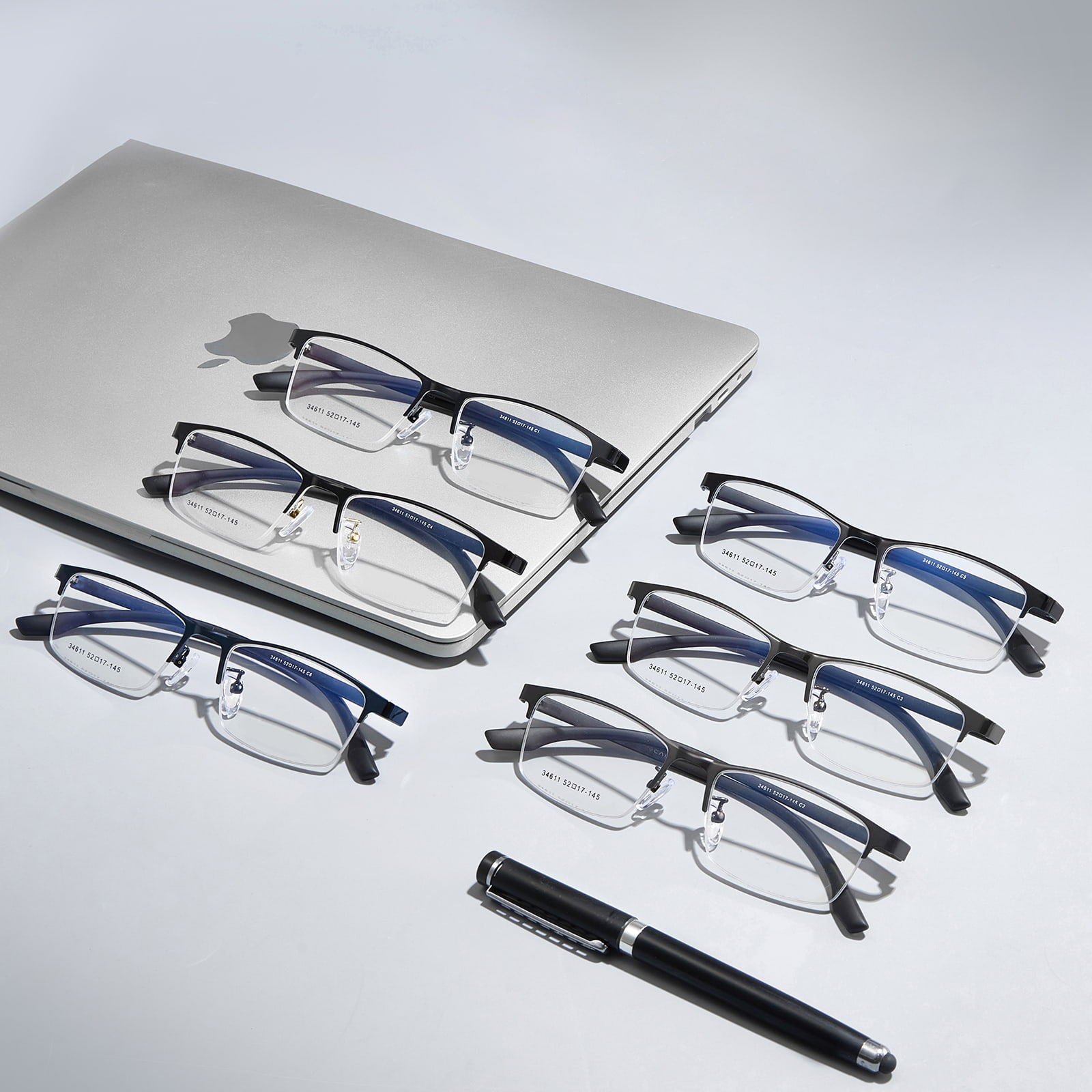 34611 Minimalistiske halvramme hypoallergeniske legeringsbriller