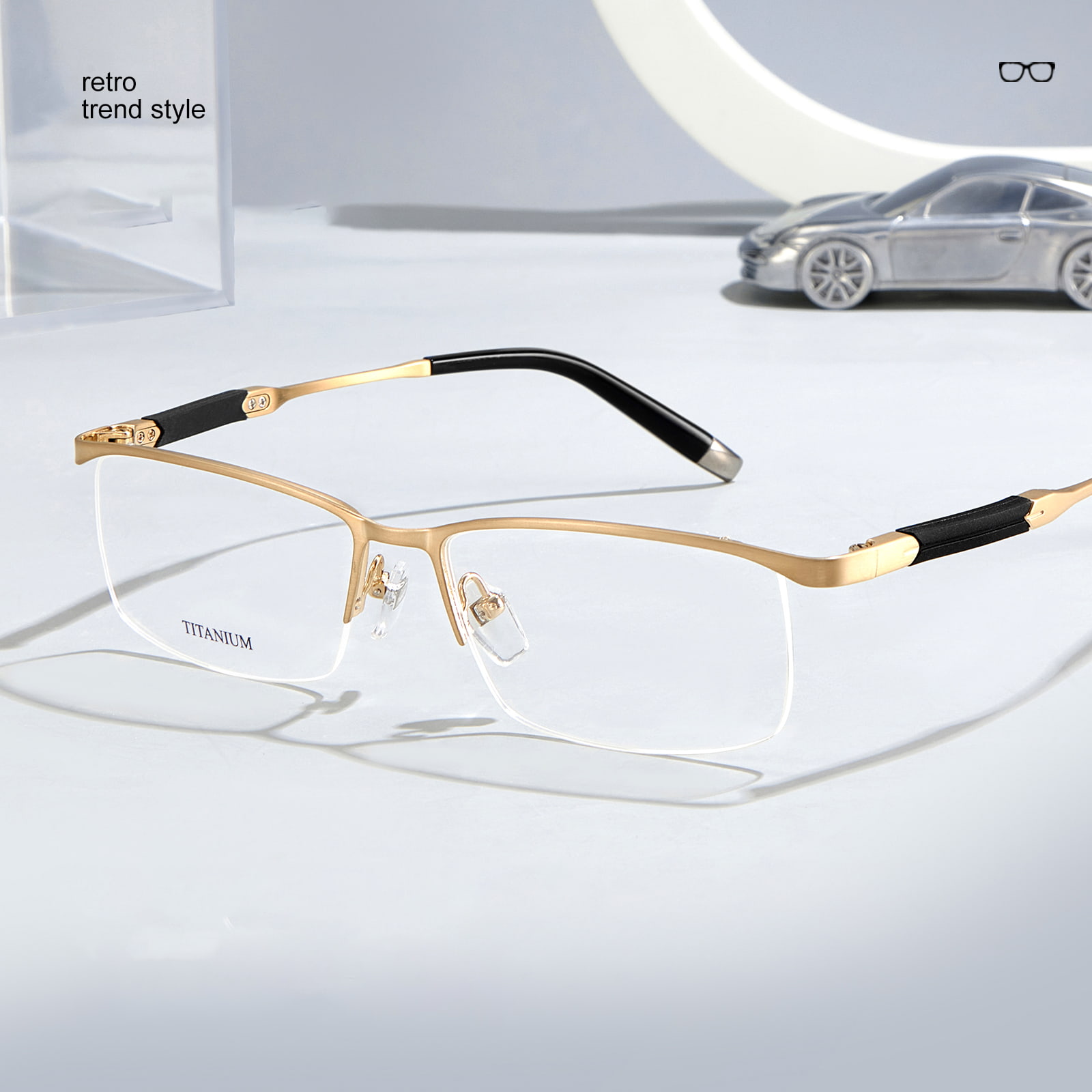 S9049 High-End Half-Frame Ikke-deformerbare Pure Titanium-briller