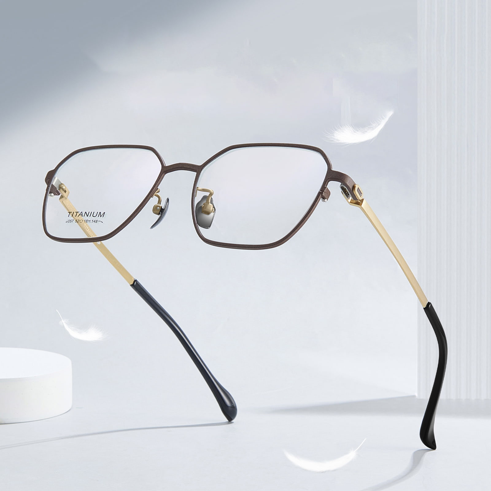 9057 Hexagonal Cut Personalized Pure Titanium Glass