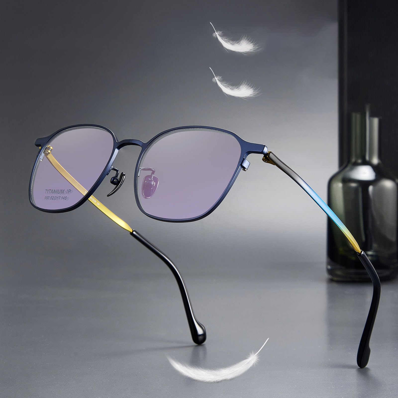 987 Simple Gradient Color Temples Pure Titanium Glass