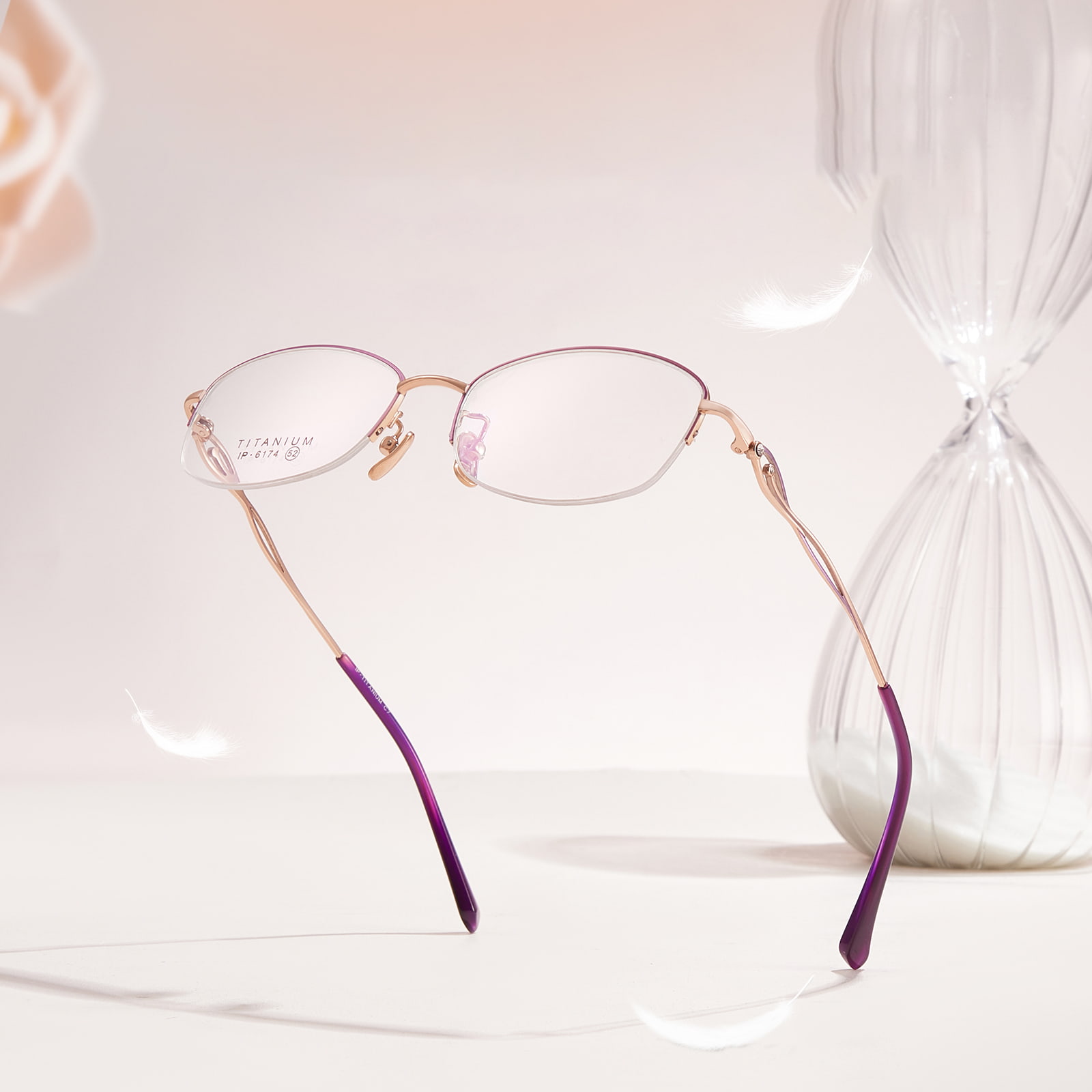 6174 Halvramme med hult hode Diamond Pure Titanium-briller