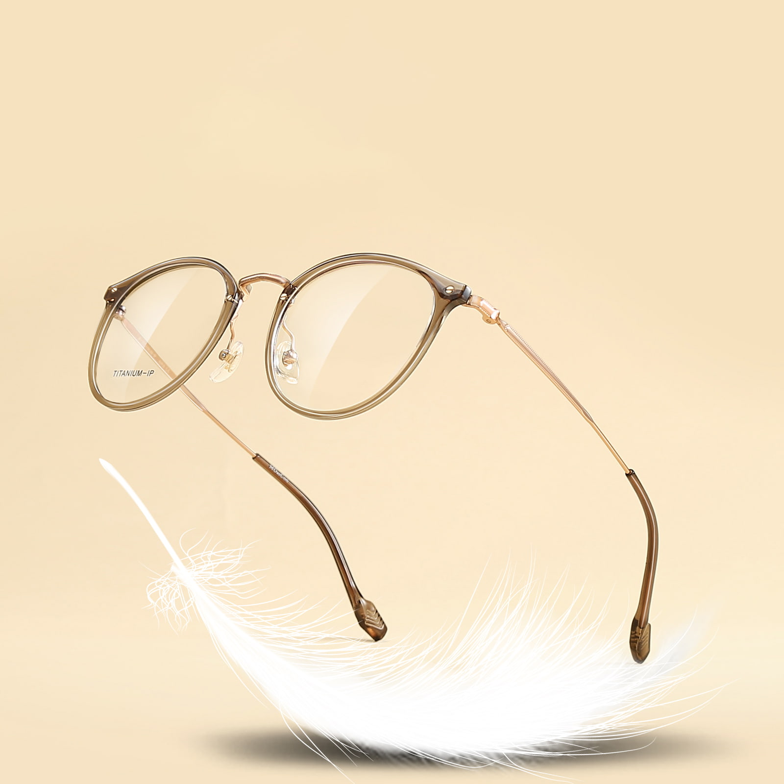 M8080 tynn rund ramme, ikke-fallende beta titanbrille