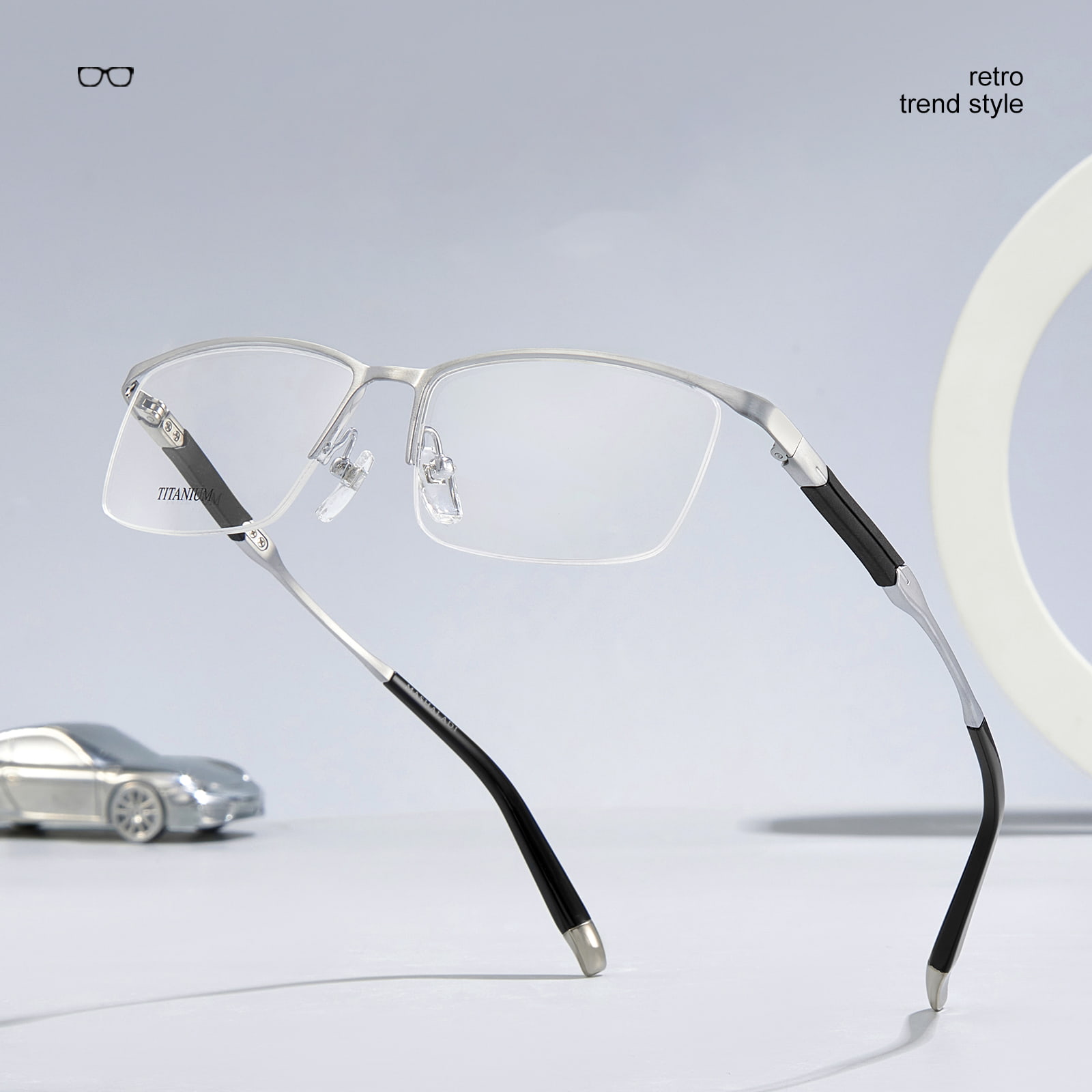 S9049 High-End Half-Frame Ikke-deformerbare Pure Titanium-briller