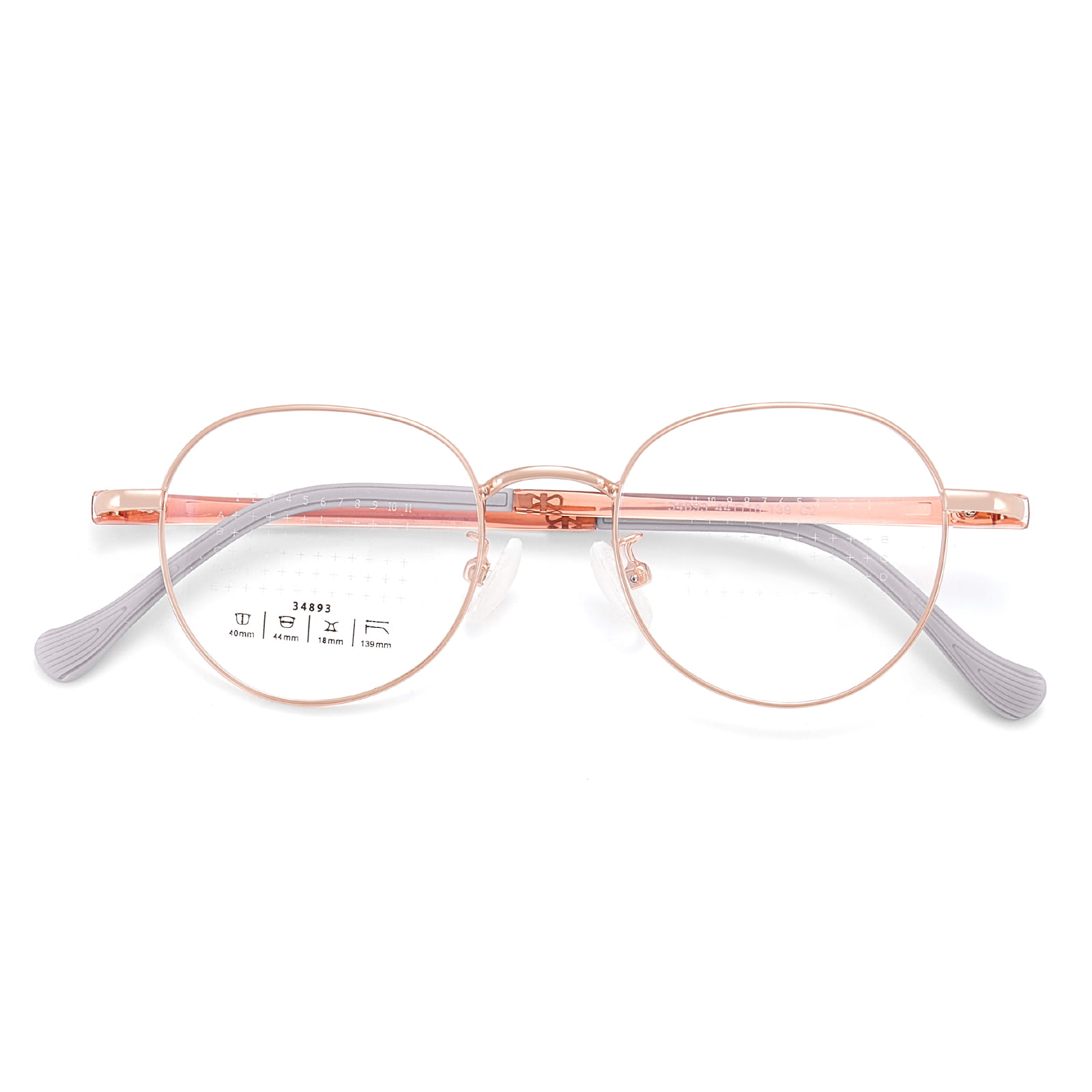34893 Round Frame Defocus Prevention Lens Alloy Briller