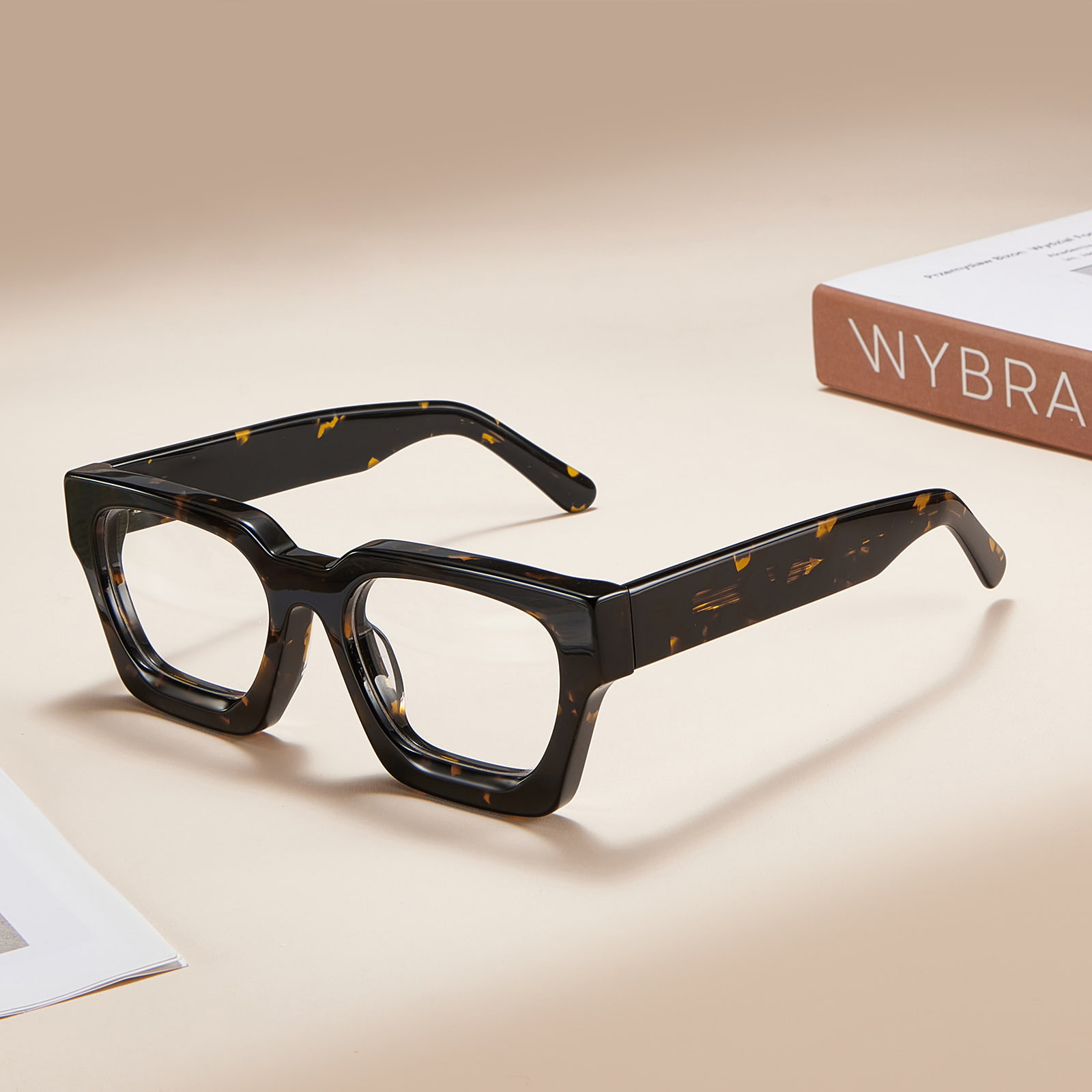 RD29006 Glass med ru firkantet ramme med hengslede acetat