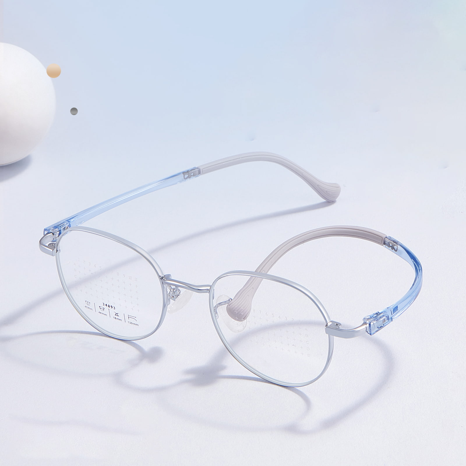34893 Round Frame Defocus Prevention Lens Alloy Briller