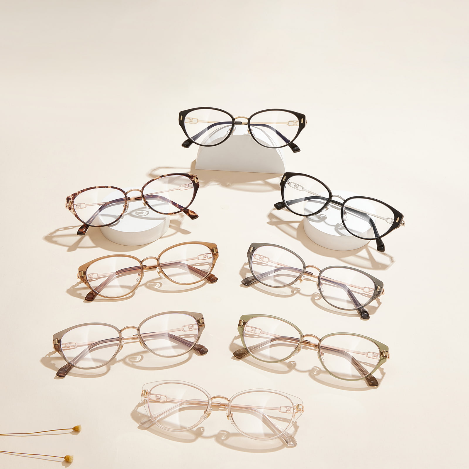 S12008 Cat-Eye Hollow Inner Ring Anti-Blue Light Briller