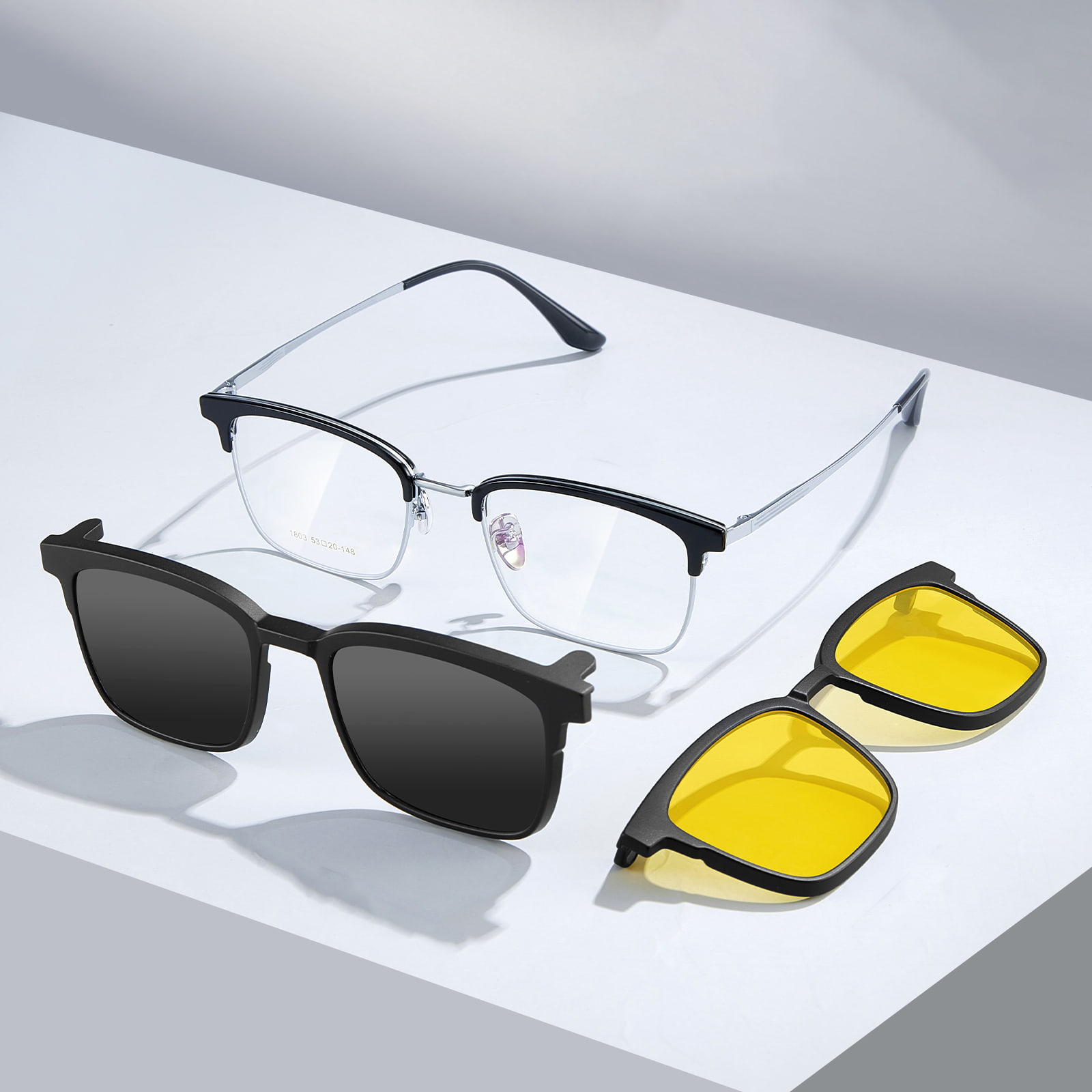 1803 Driving Myopia Solbriller Sterkt 3-i-1 magnetsett