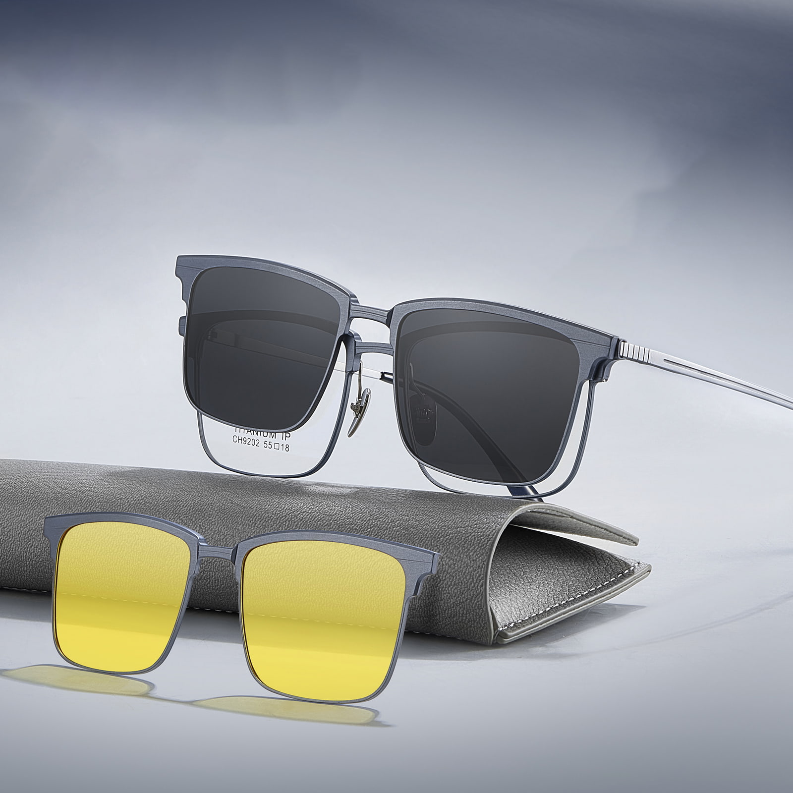 CH9202 Fint utskårne One-Piece Myopia tre-i-ett magnetiske solbriller